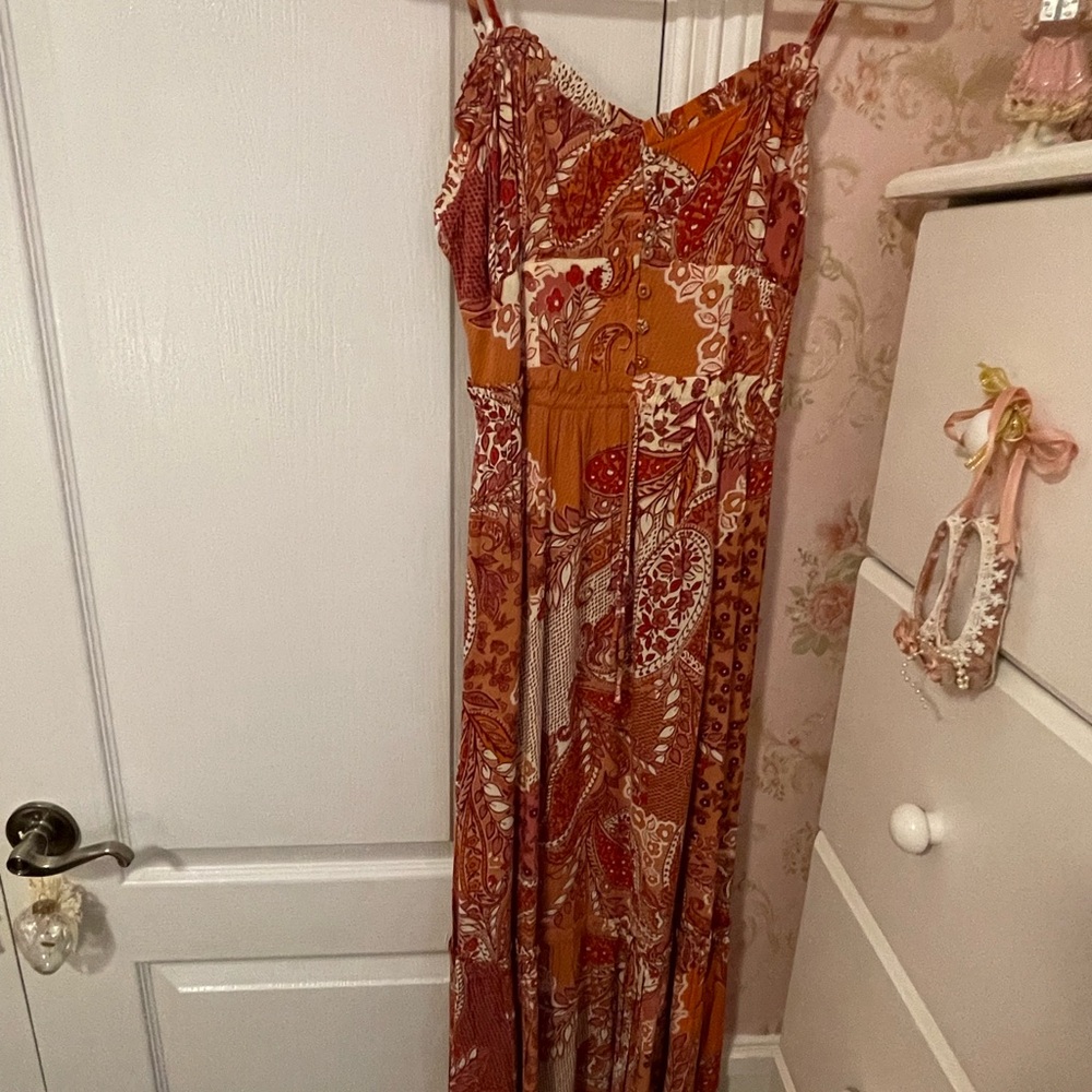 Bohemian Maxi Dress in Red and Orange